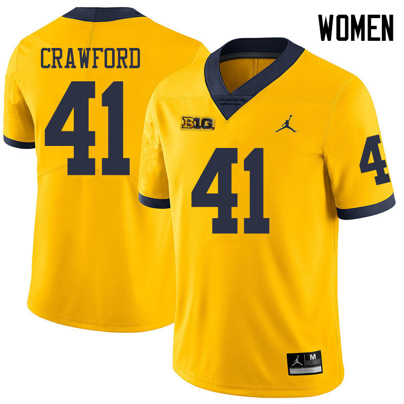 Jordan Brand Women #41 Kekoa Crawford Michigan Wolverines College Football Jerseys Sale-Yellow